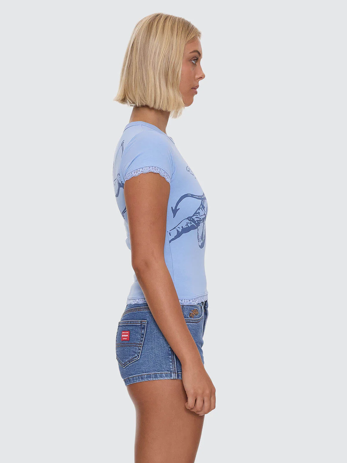 Cherub Lace Cap Sleeve Tee - Bell Air Blue - Image 7