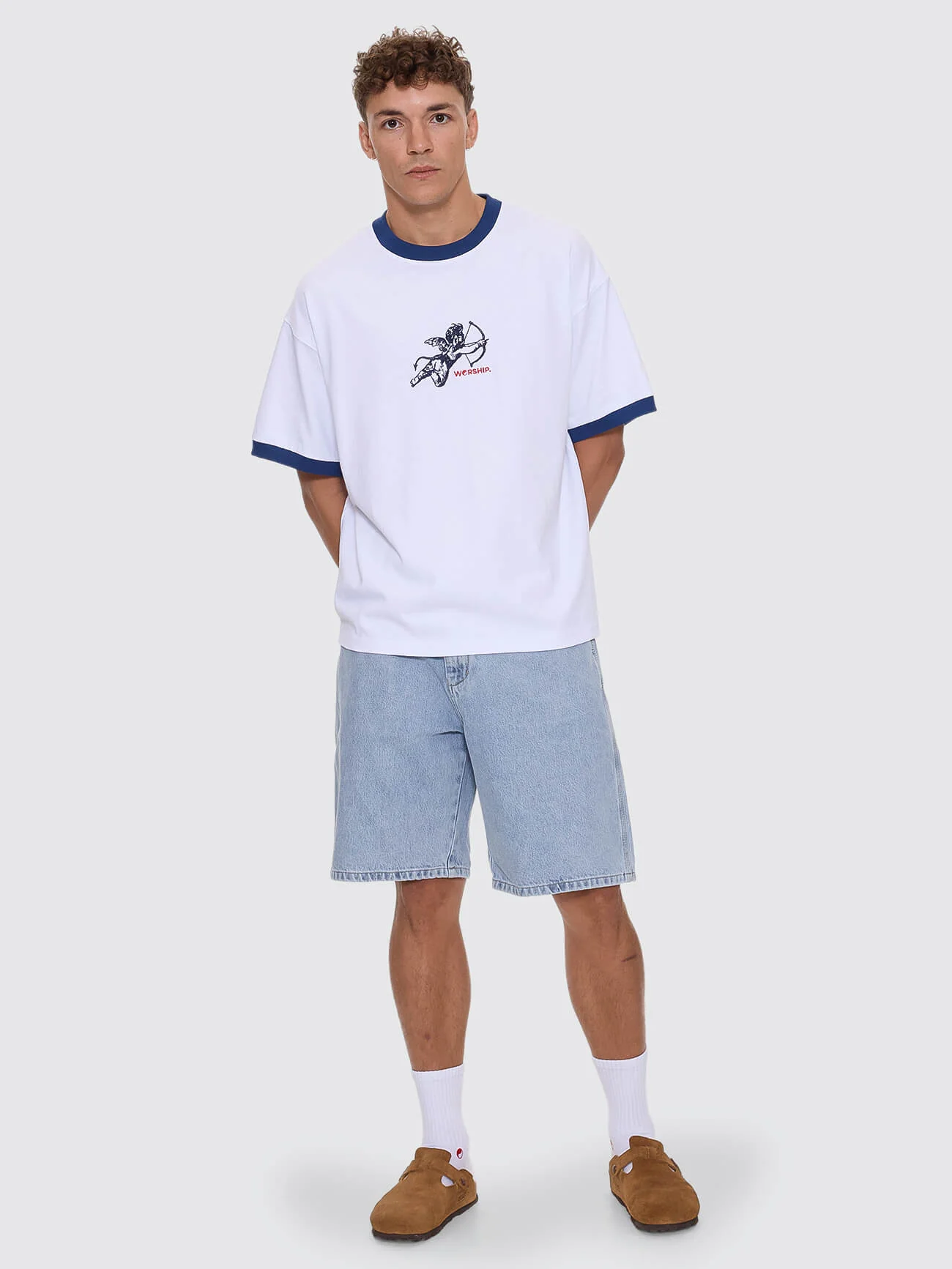 Cherub Oversize Ringer Tee - White - Image 3