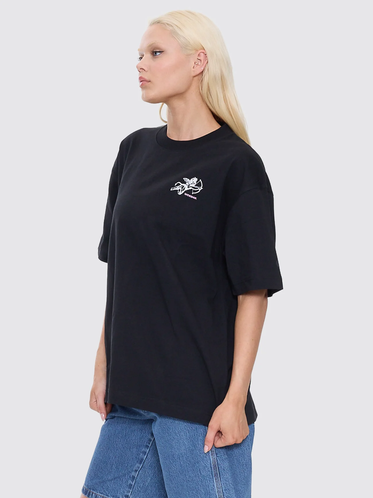 Cherub Oversized Fit Tee - Black - Image 3