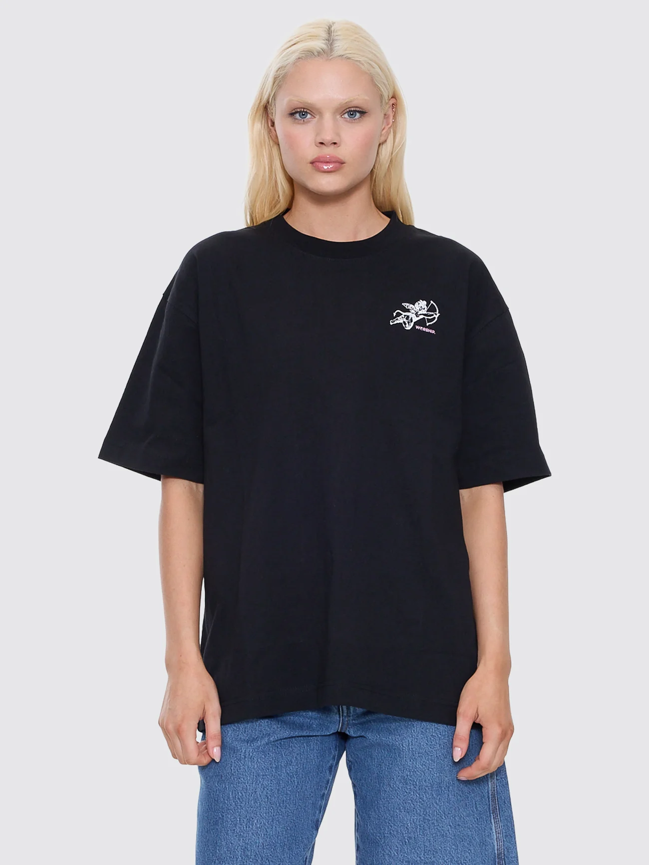 Cherub Oversized Fit Tee - Black - Image 8