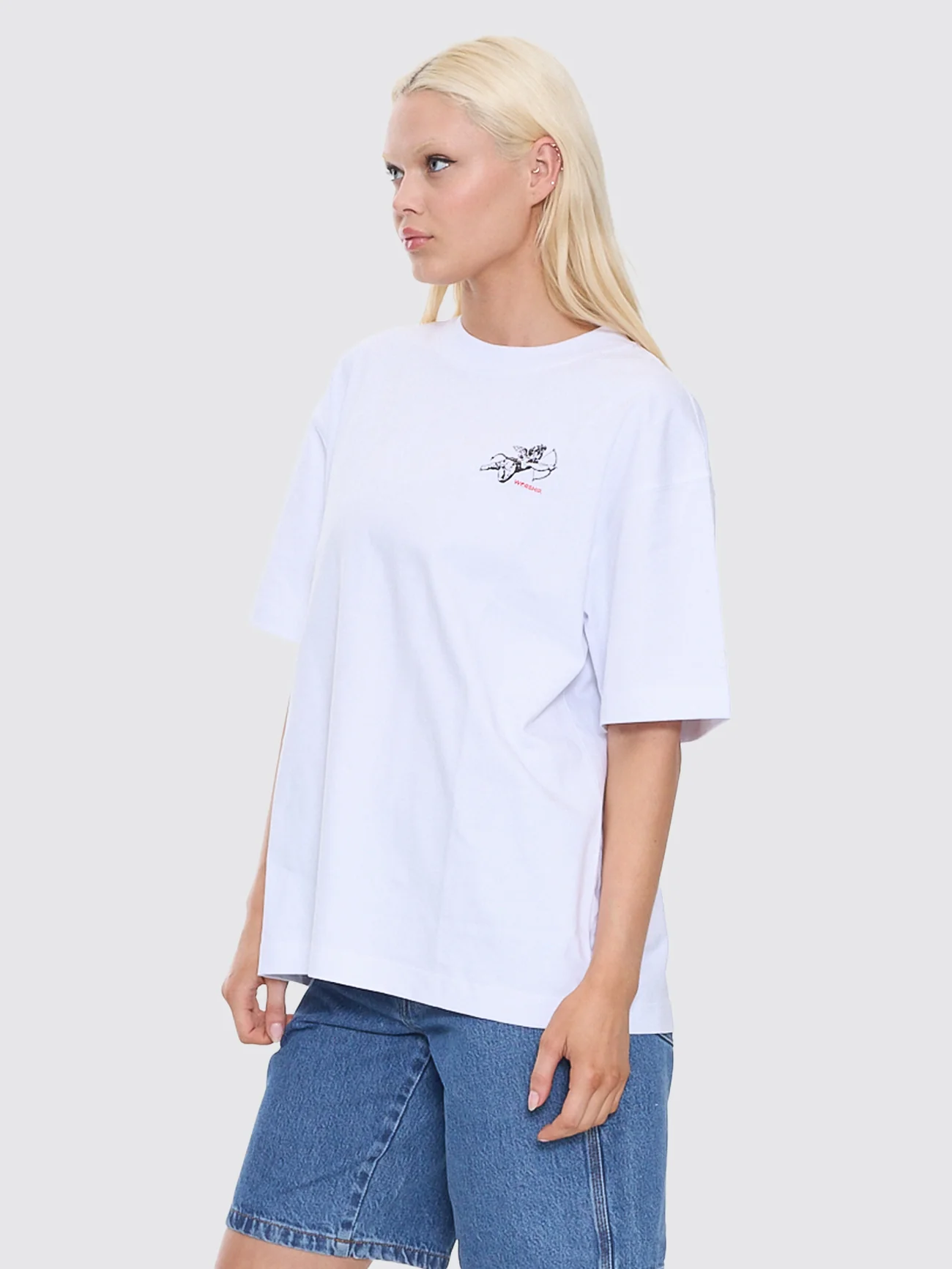Cherub Oversized Fit Tee - White - Image 5