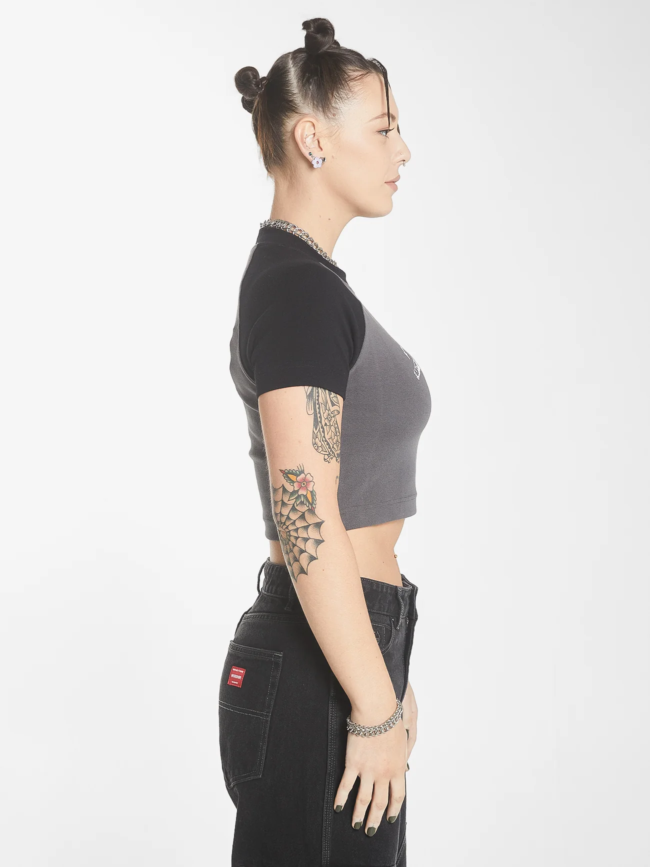Cherub Raglan Micro Tee - Worn Black - Image 3