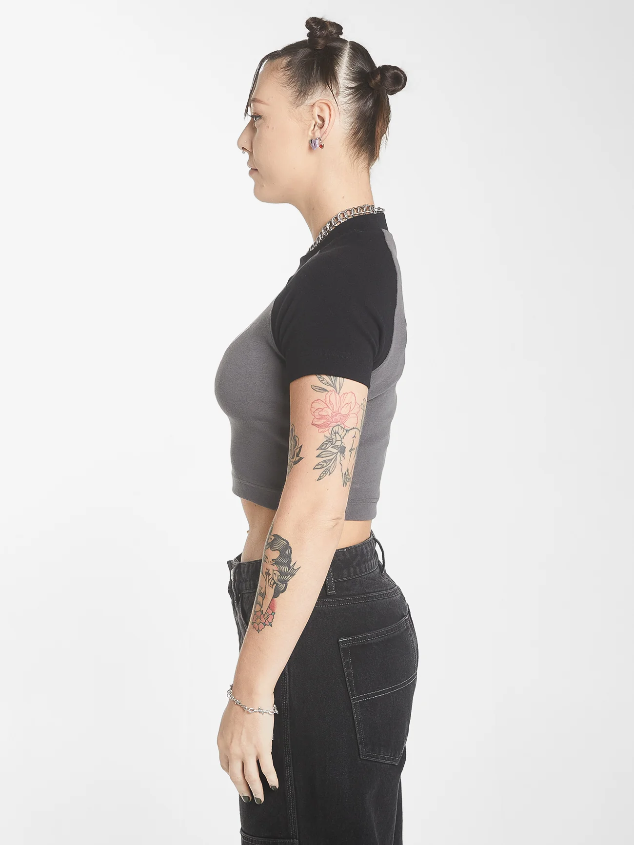 Cherub Raglan Micro Tee - Worn Black - Image 4
