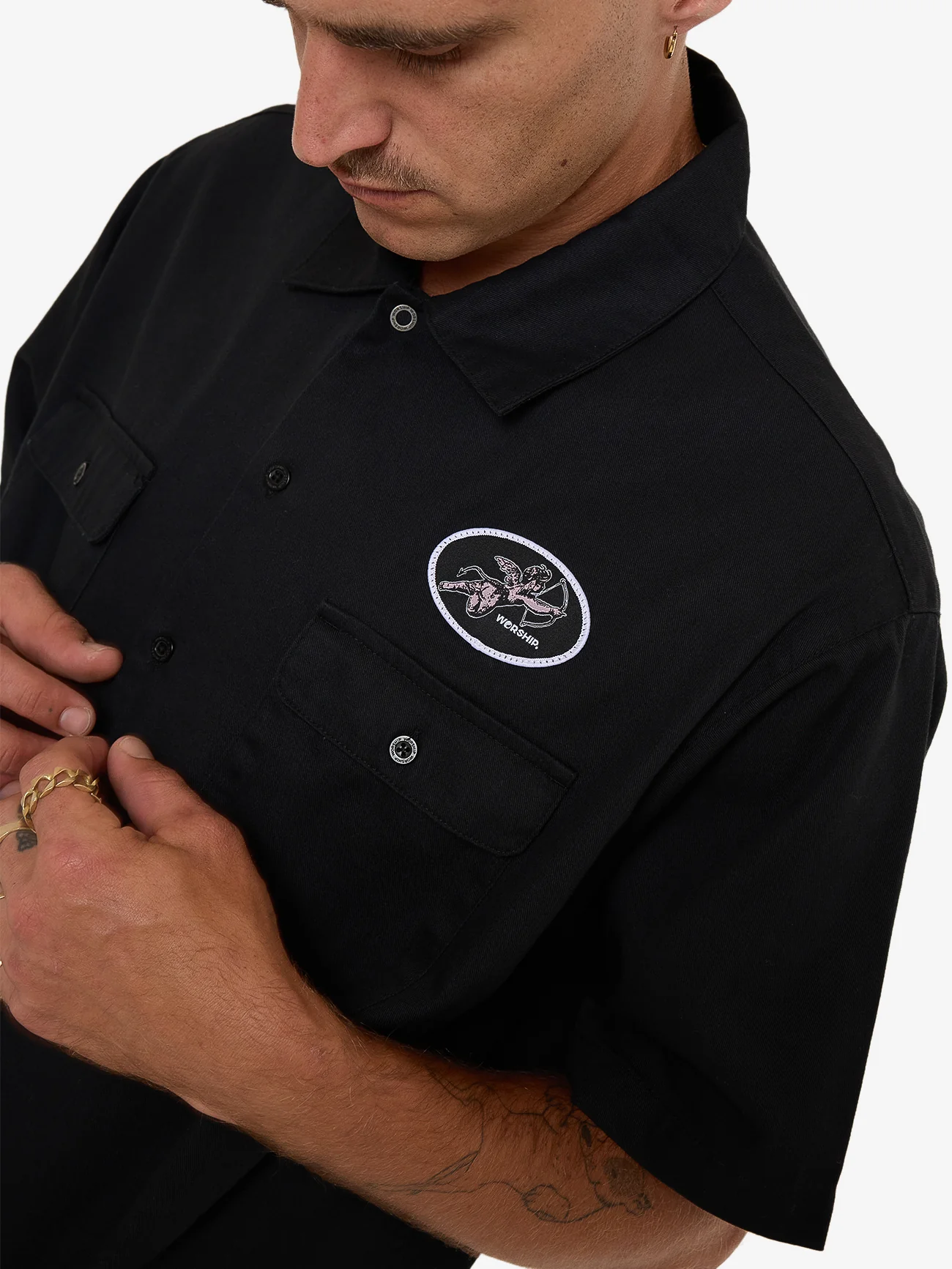 Cherub Short Sleeve Work Shirt - Black - Image 2