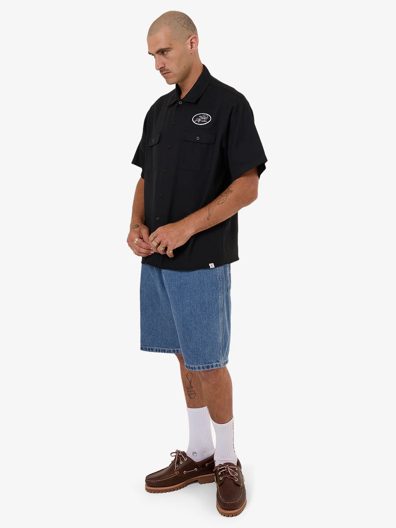 Cherub Short Sleeve Work Shirt - Black - Image 3