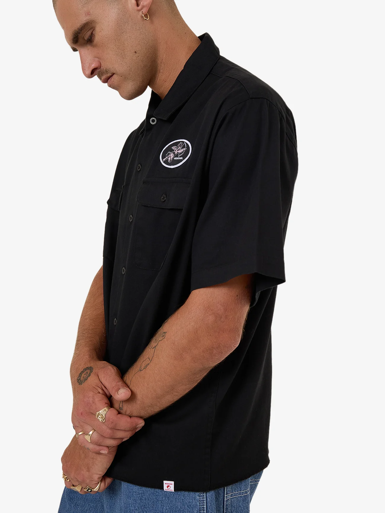 Cherub Short Sleeve Work Shirt - Black - Image 4