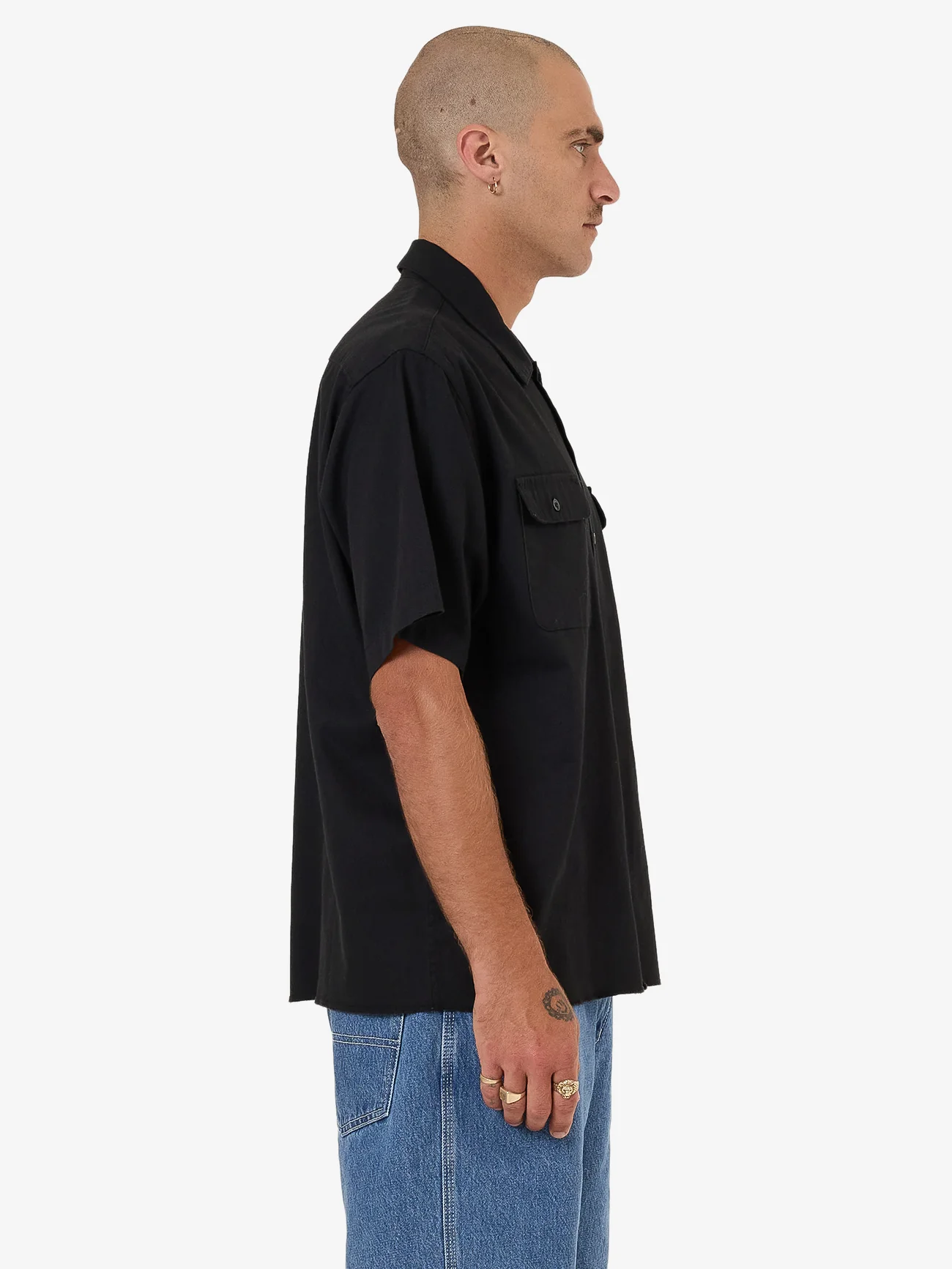 Cherub Short Sleeve Work Shirt - Black - Image 6