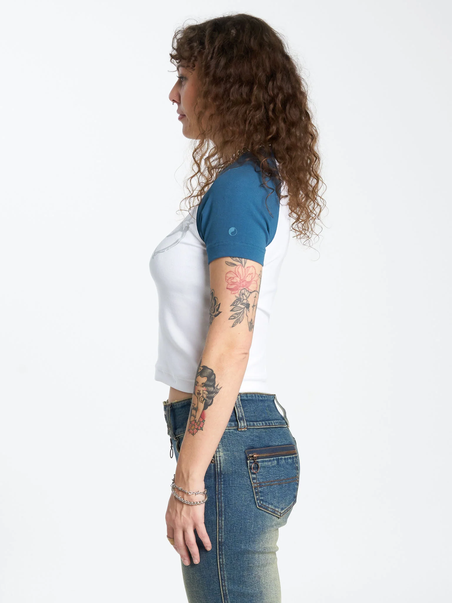 Cherub Slim Raglan Tee - Moroccan Blue - Image 3