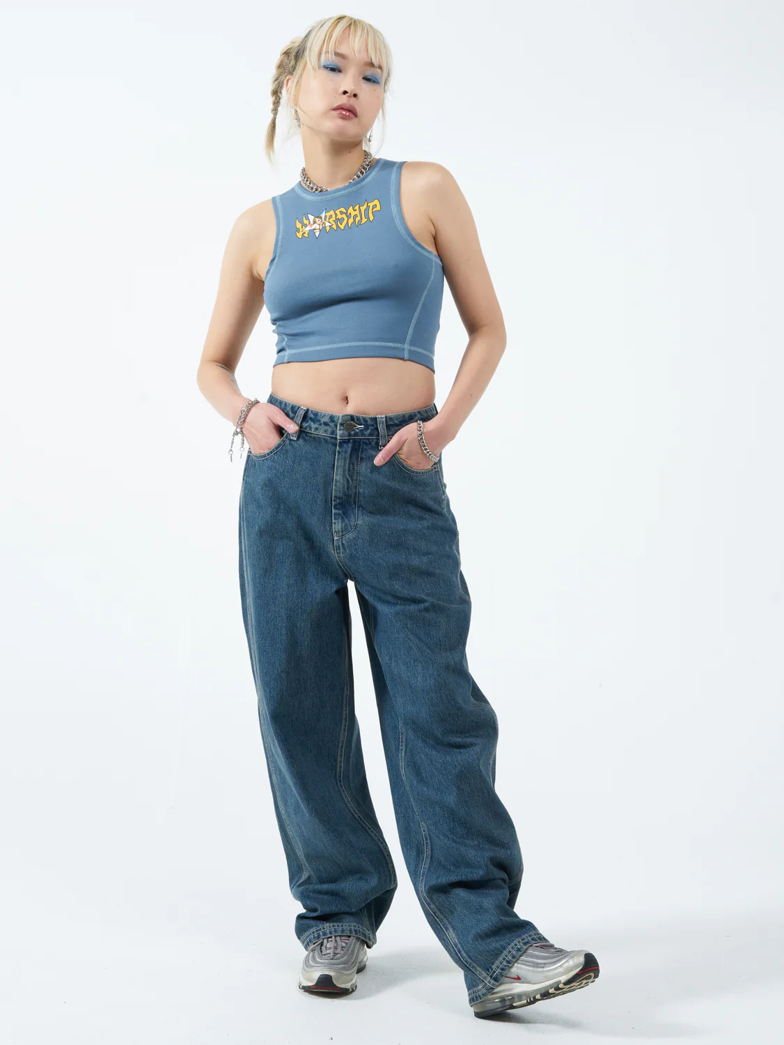 Chew On It Big Baggy Jean - Dirty Mid Blue - Image 3