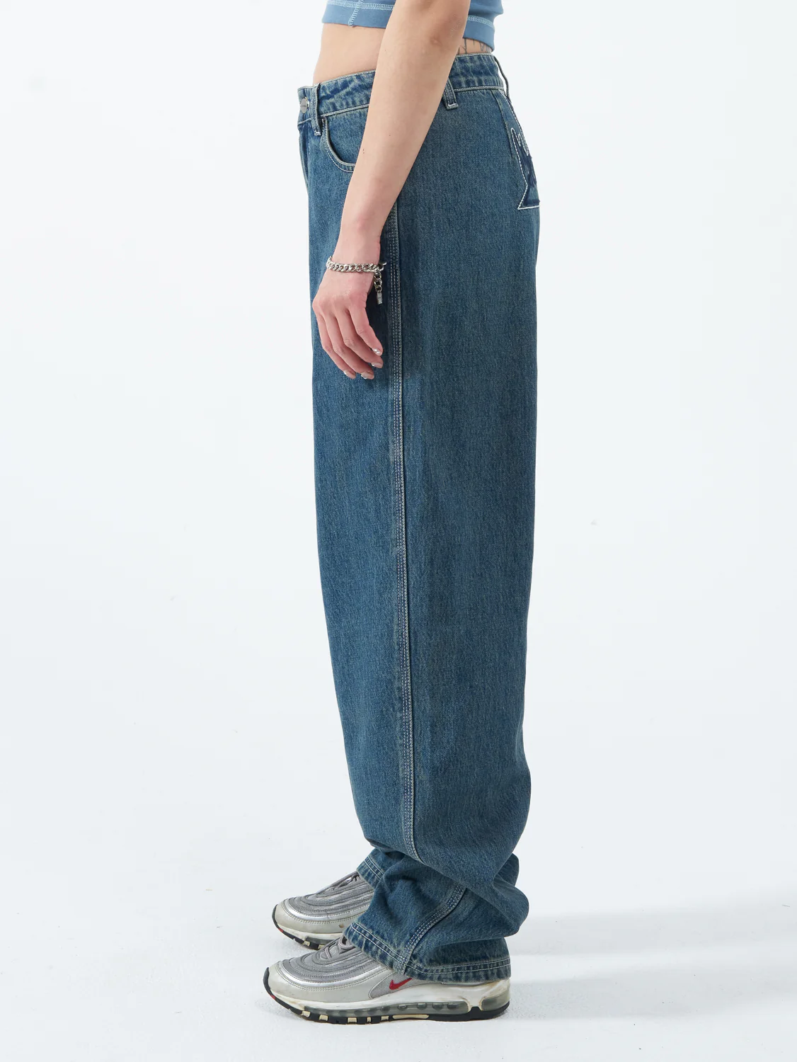 Chew On It Big Baggy Jean - Dirty Mid Blue - Image 4