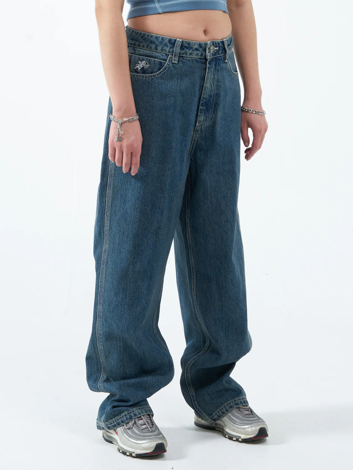 Chew On It Big Baggy Jean - Dirty Mid Blue - Image 7