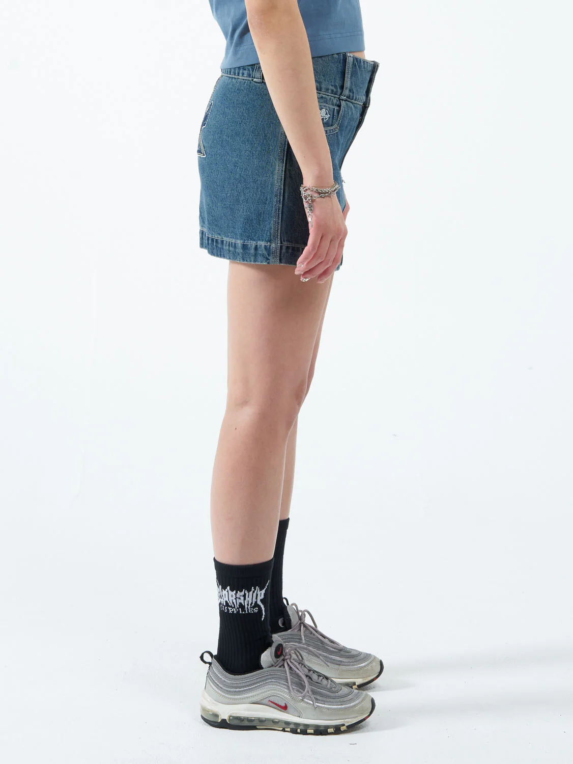 Chew On It Micro Skirt - Dirty Mid Blue - Image 3