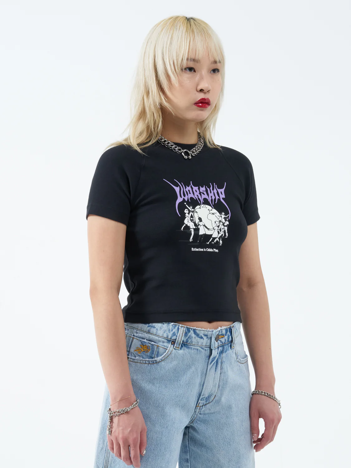 Childs Play Slim Raglan Tee - Washed Black - Image 3