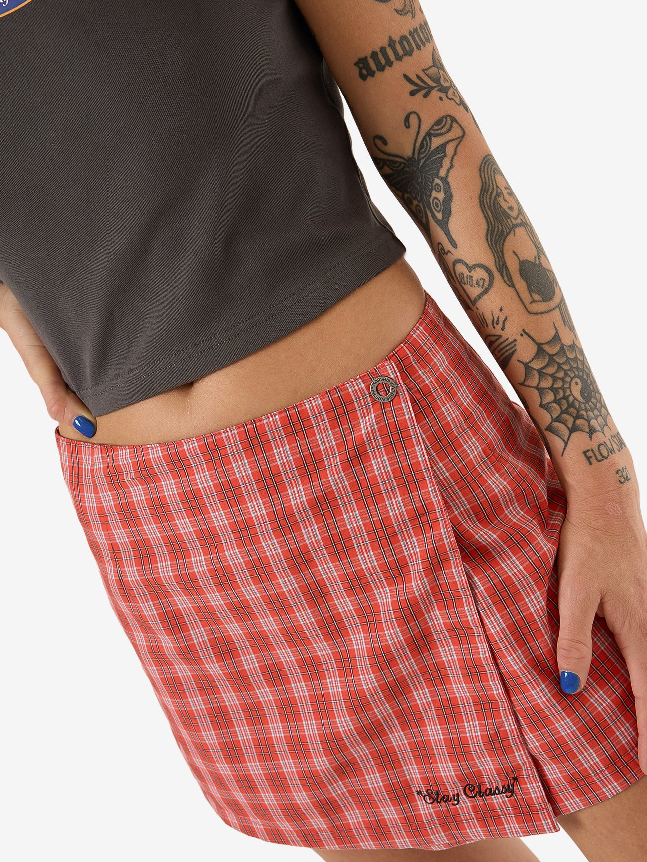 Class Micro Wrap Skirt - Tomato Red - Image 9