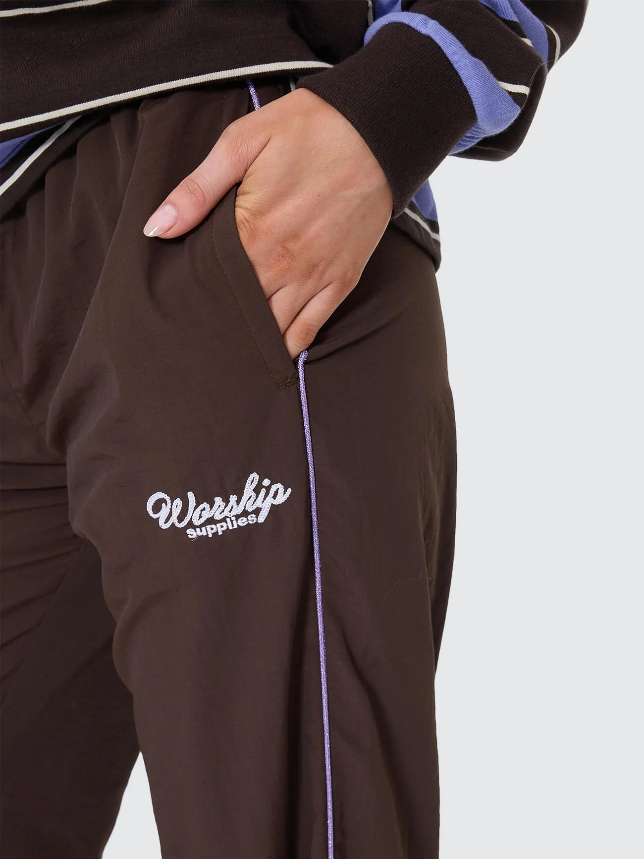 Coed Nylon Track Pant - Ganache - Image 3