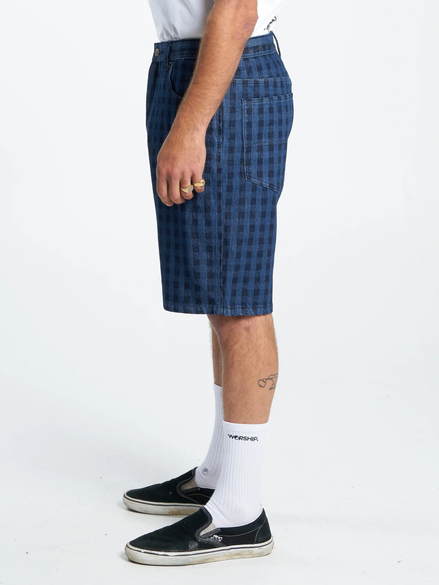 Controlled Burn Big Dawg Jean Short - Dark Indigo Check - Image 3