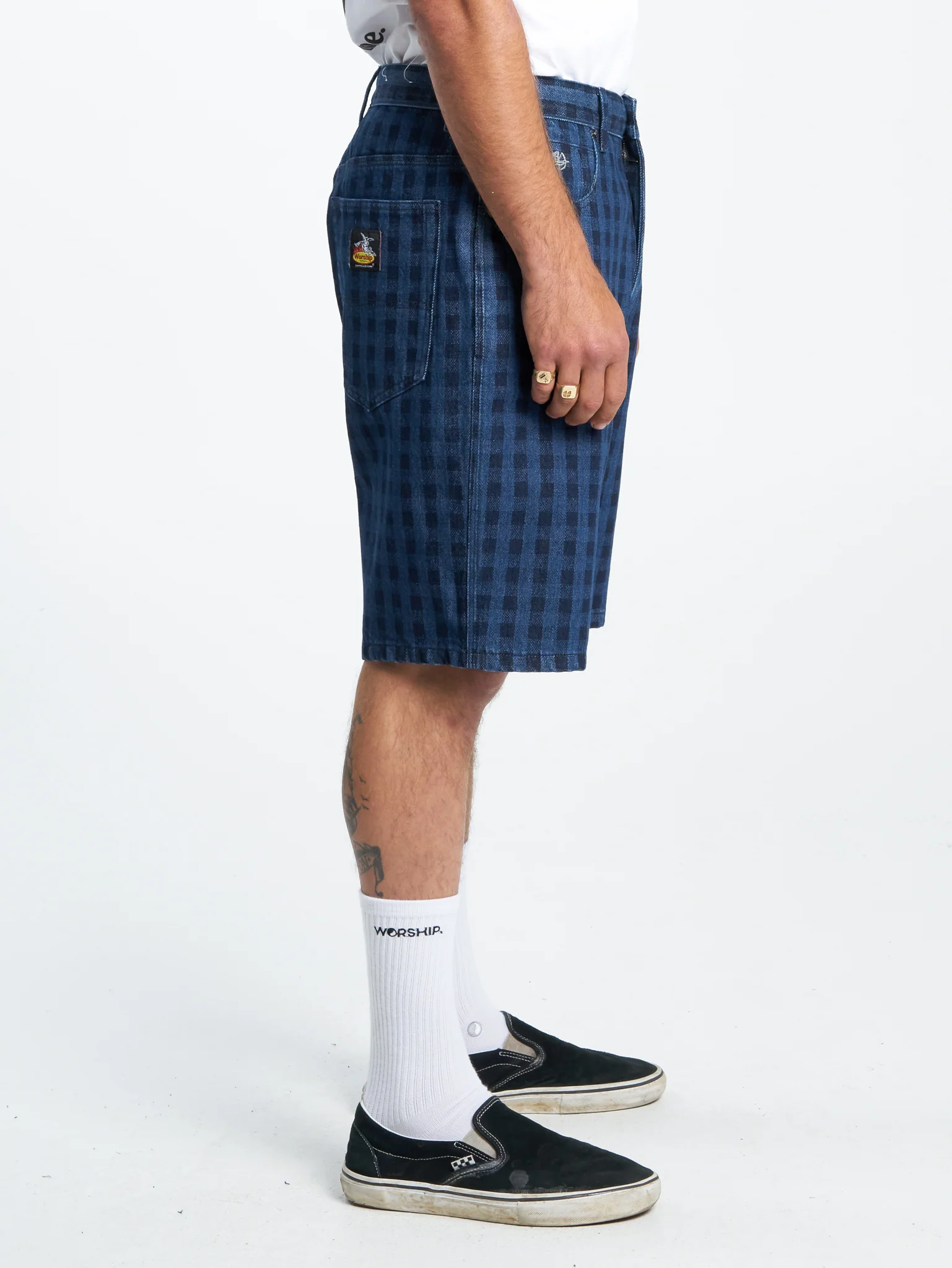 Controlled Burn Big Dawg Jean Short - Dark Indigo Check - Image 4