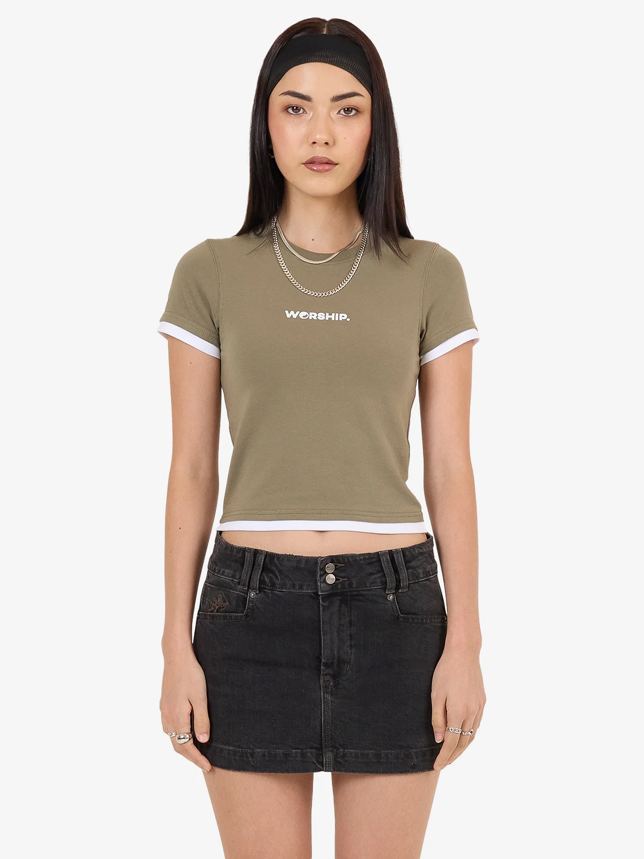 Core Slim Fit Contrasts Tee - Kelp - Image 4