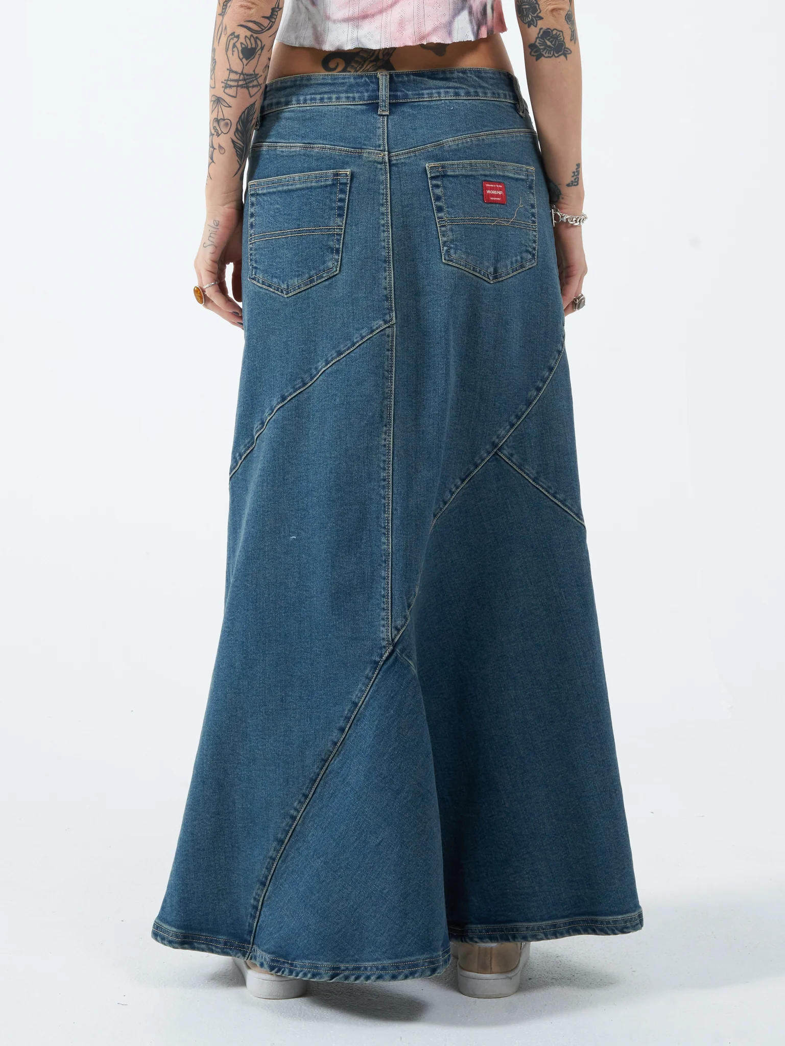 Crossroads Denim Maxi Skirt - Dirty Mid Blue - Image 3