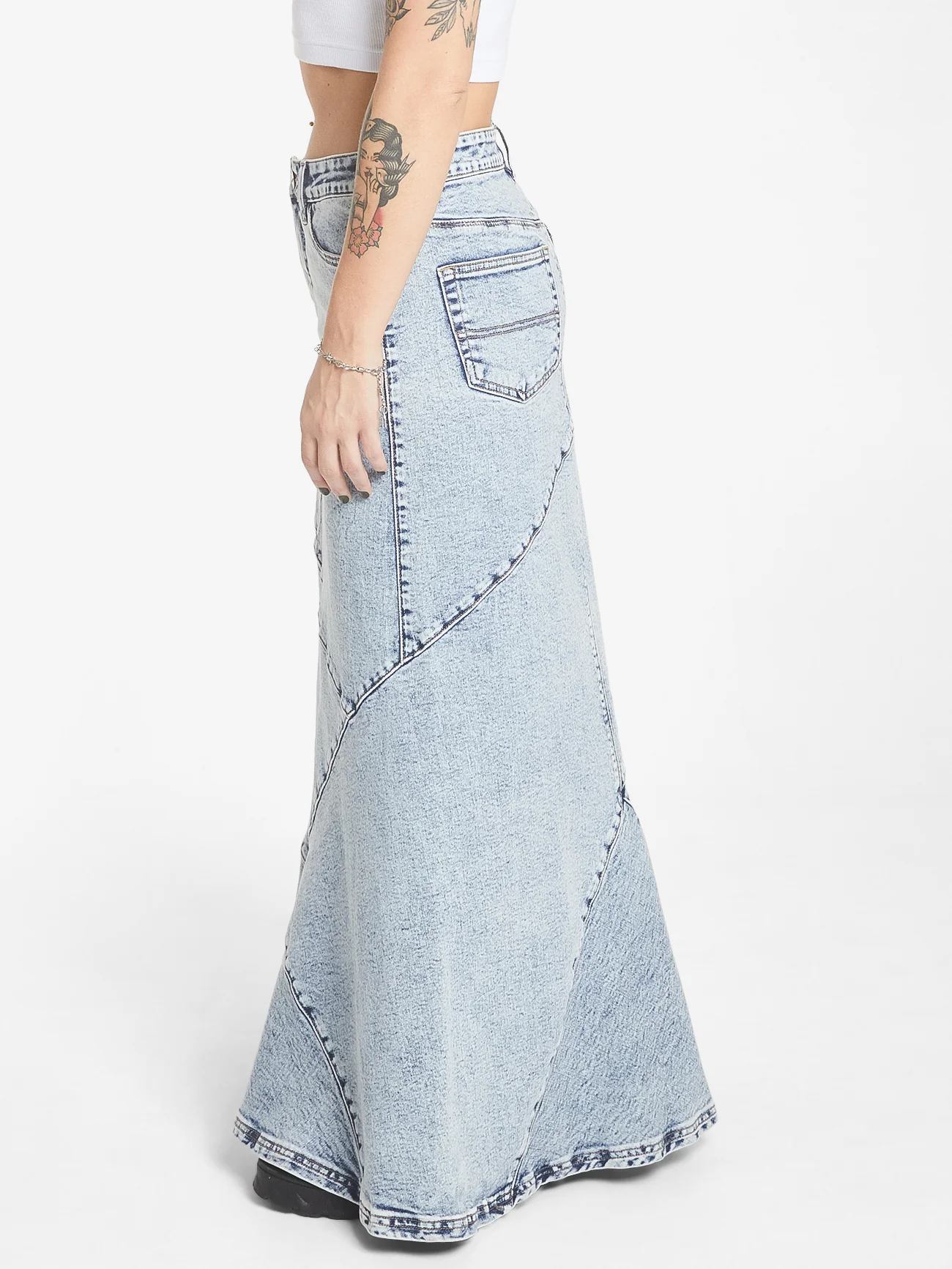 Crossroads Low Rise Denim Maxi Skirt - Acid Lightning - Image 4