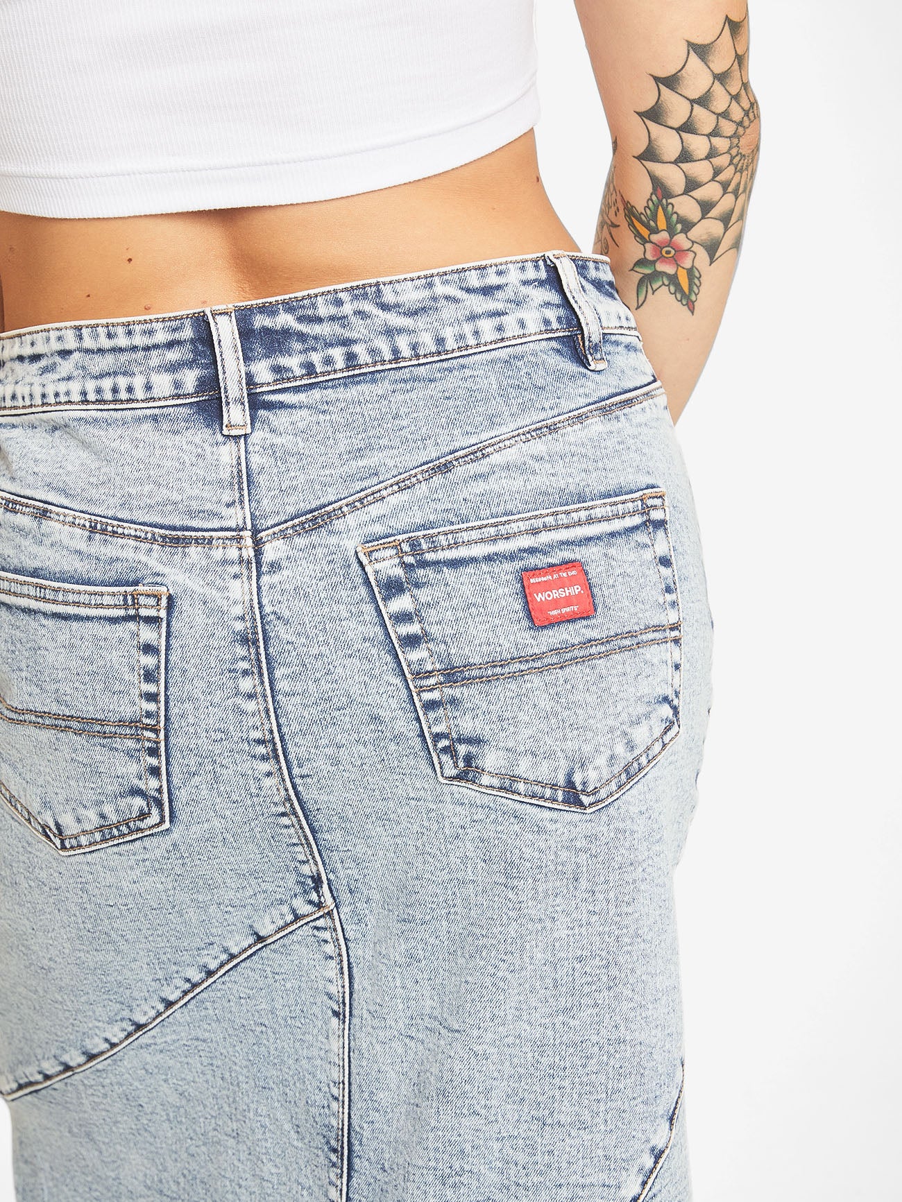 Crossroads Low Rise Denim Maxi Skirt - Acid Lightning - Image 6