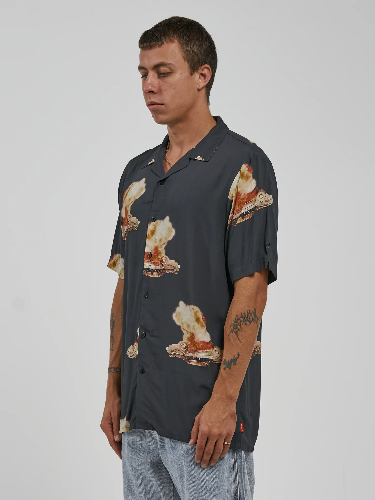 Curtains Bowling Shirt - Washed Black - Image 2