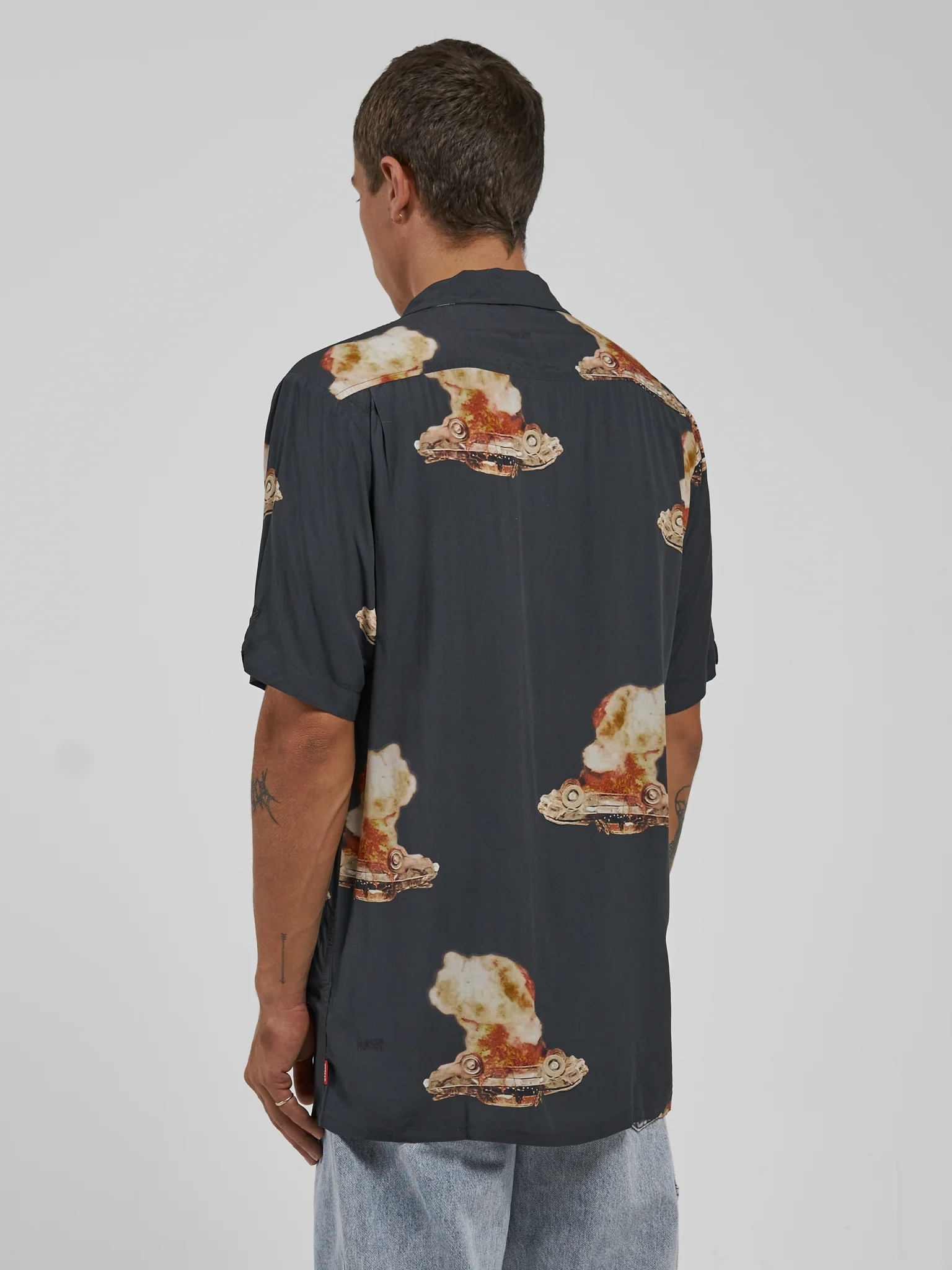 Curtains Bowling Shirt - Washed Black - Image 4