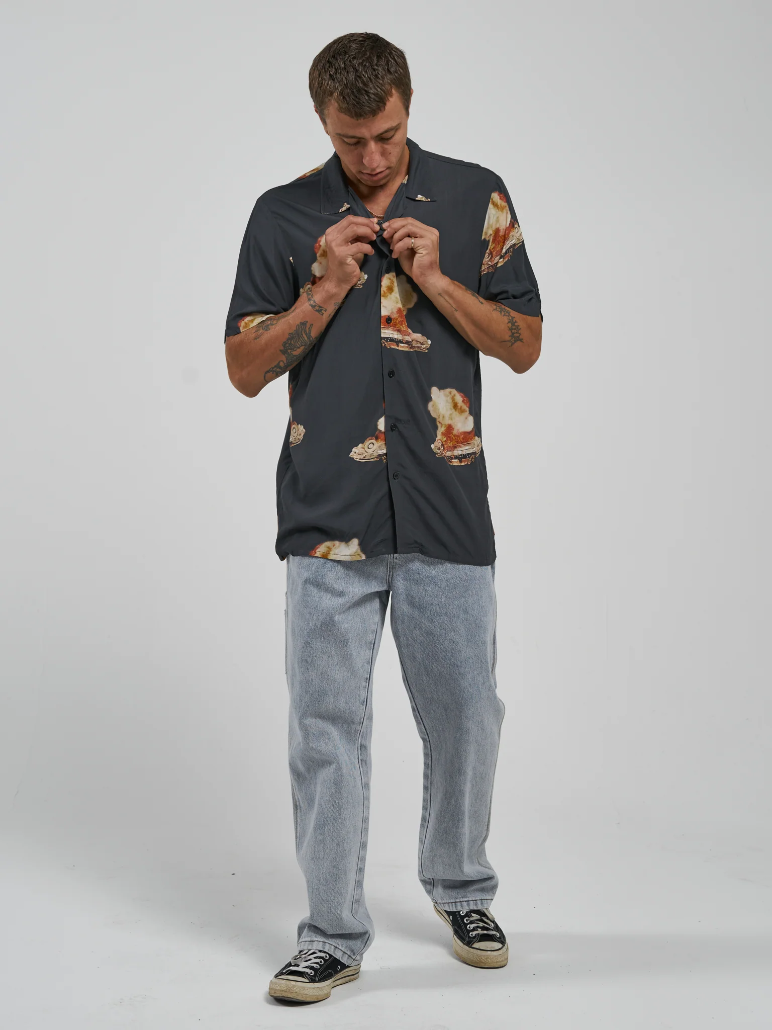 Curtains Bowling Shirt - Washed Black - Image 6