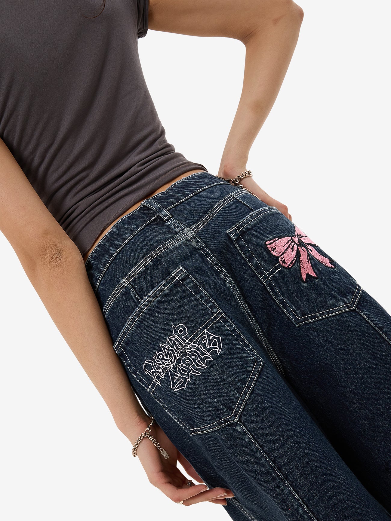 Cute But Psycho Big Baggy Jean - Dirty Midnight Blue - Image 8