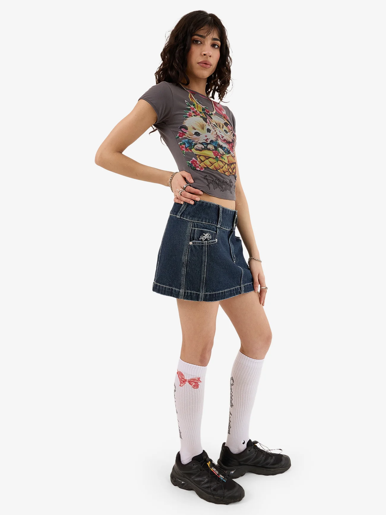 Cute But Psycho Micro Skirt - Dirty Midnight Blue - Image 6