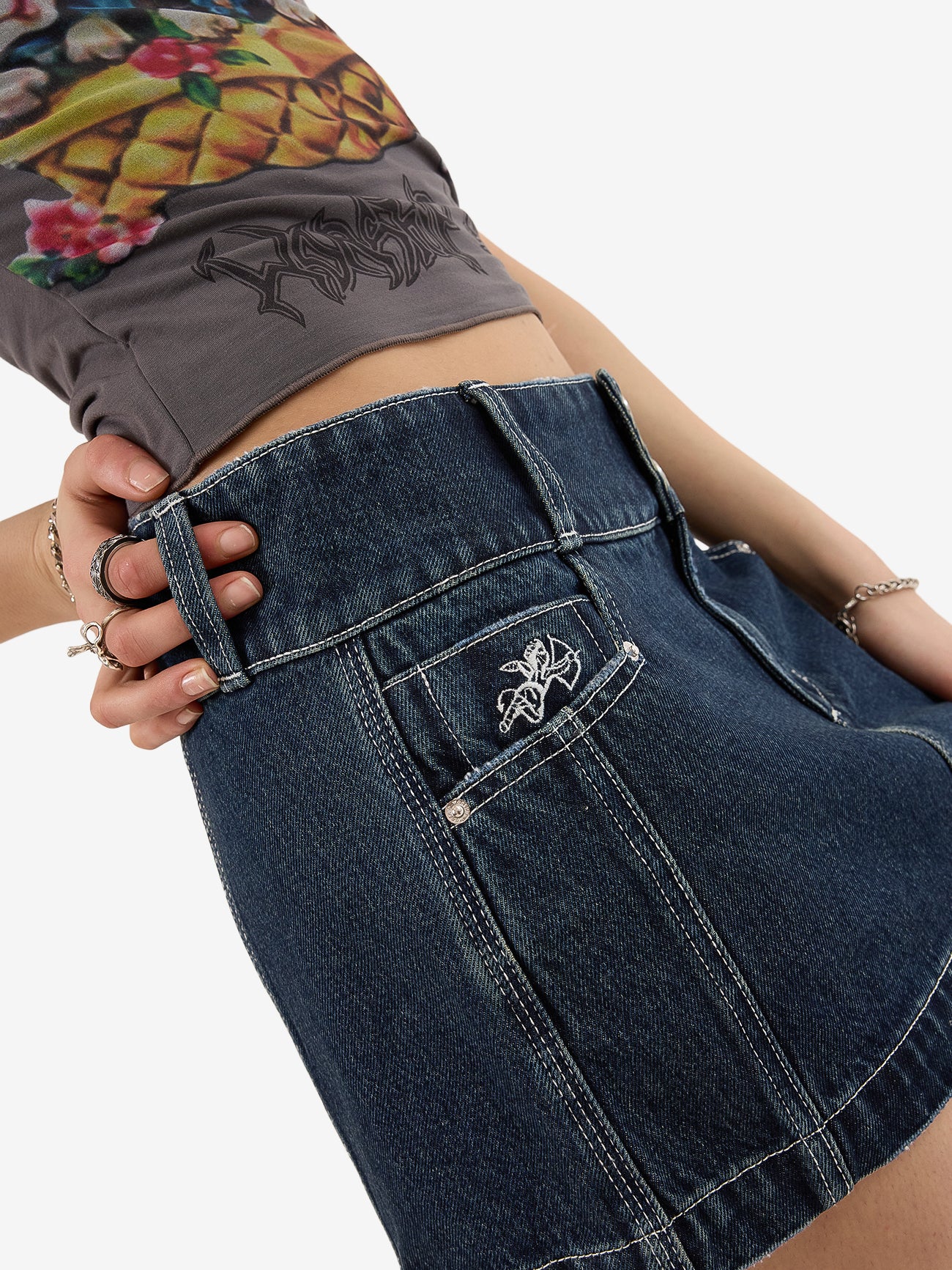Cute But Psycho Micro Skirt - Dirty Midnight Blue - Image 7