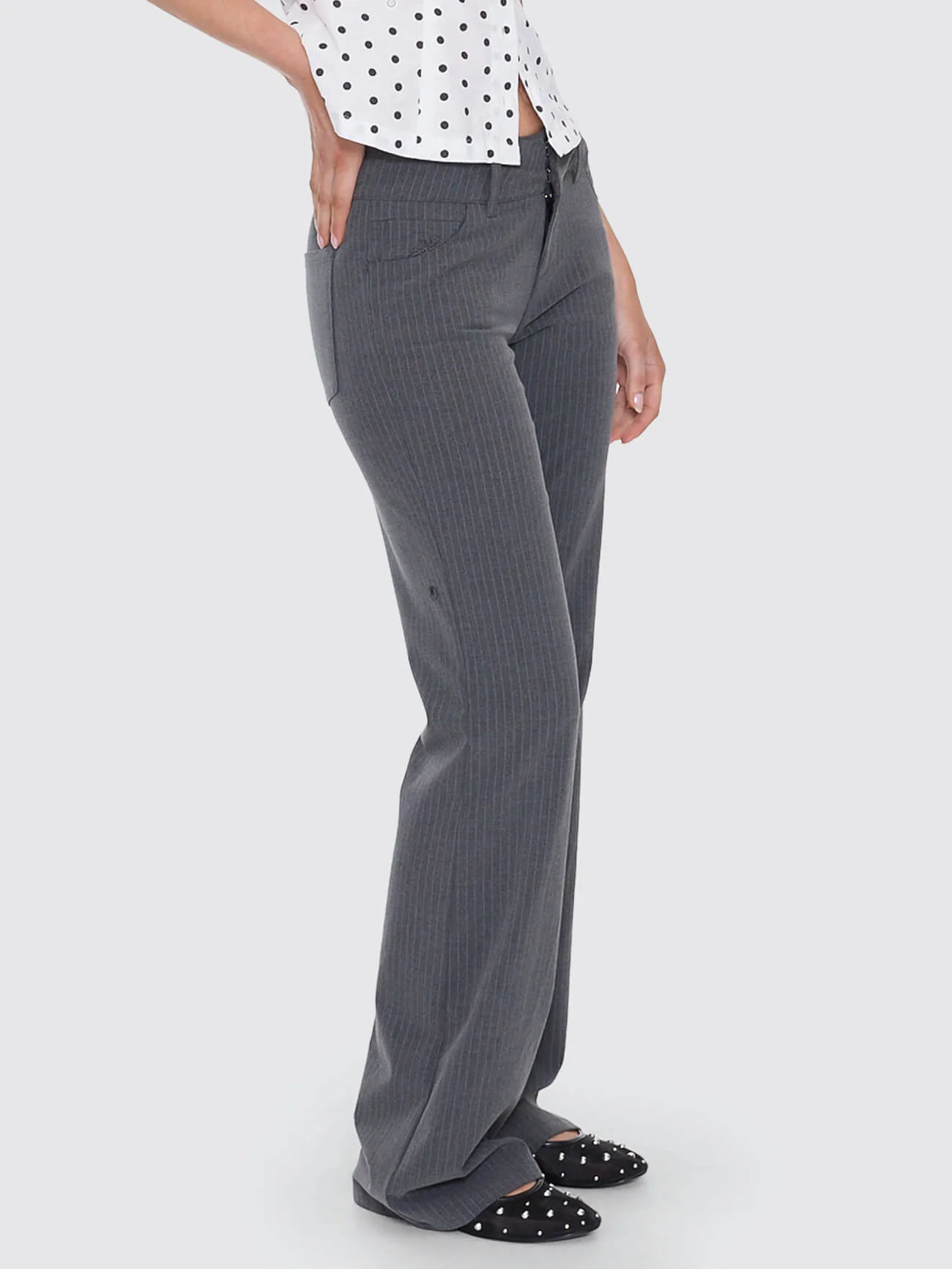 Delegate Bootcut Low Rider Pant - Charcoal Pinstripe - Image 6