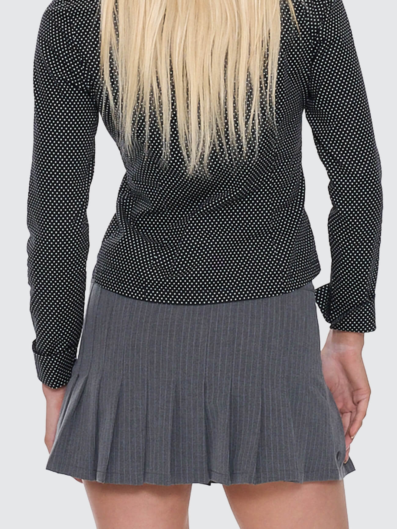 Delegate Pleat Mini Skort - Charcoal Pinstripe - Image 5