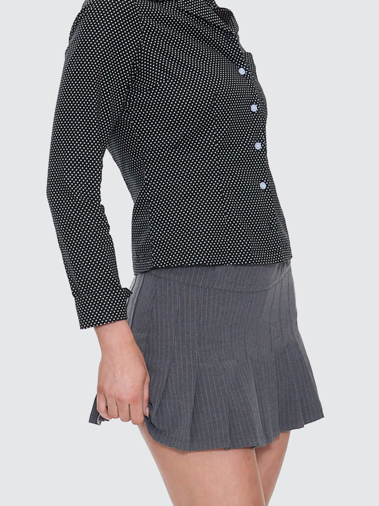 Delegate Pleat Mini Skort - Charcoal Pinstripe - Image 6