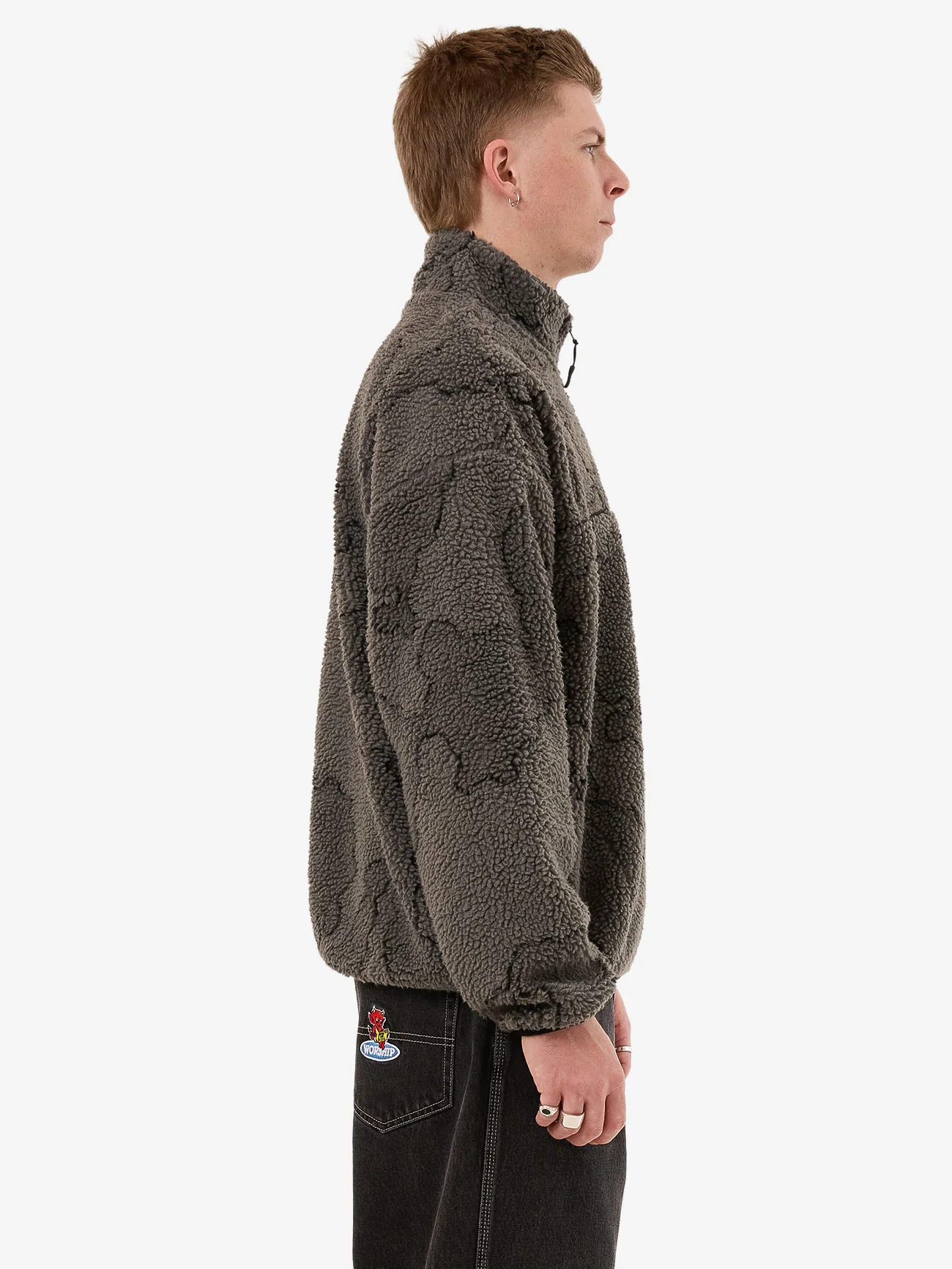 Delirium Quarter Zip Sherpa Fleece - Steel Grey - Image 4