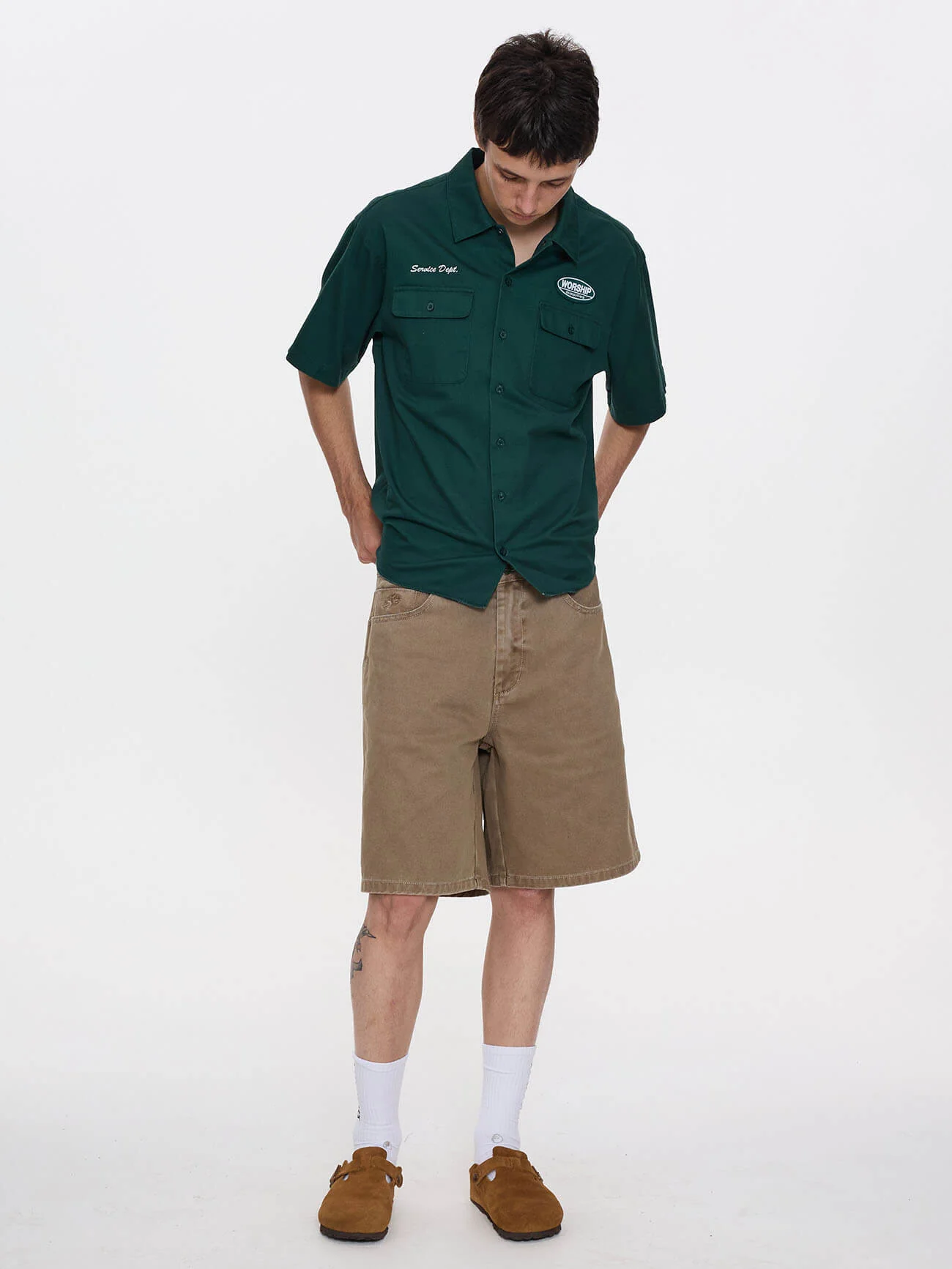 Department Short Sleeve Workshirt - Hunter Green - Image 3