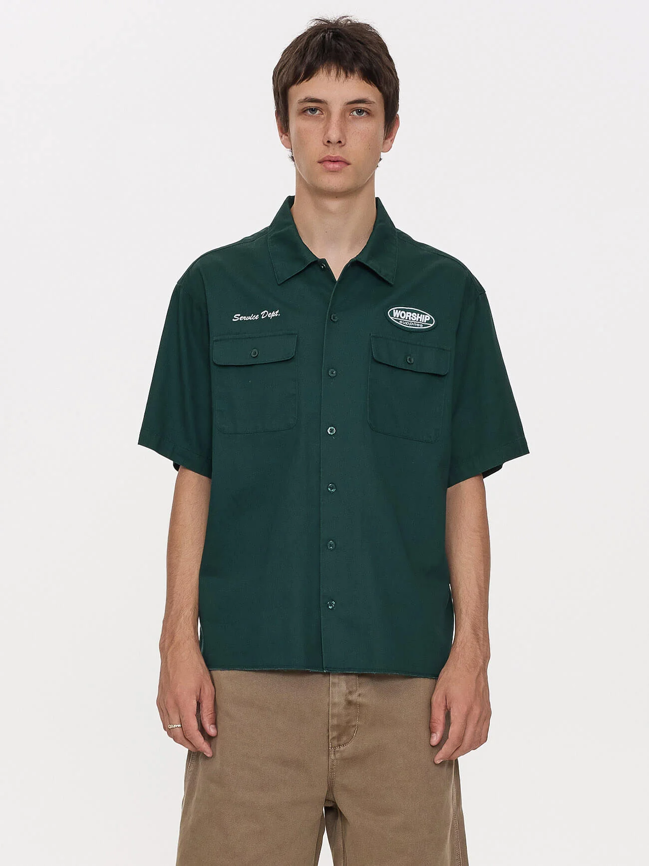 Department Short Sleeve Workshirt - Hunter Green - Image 5
