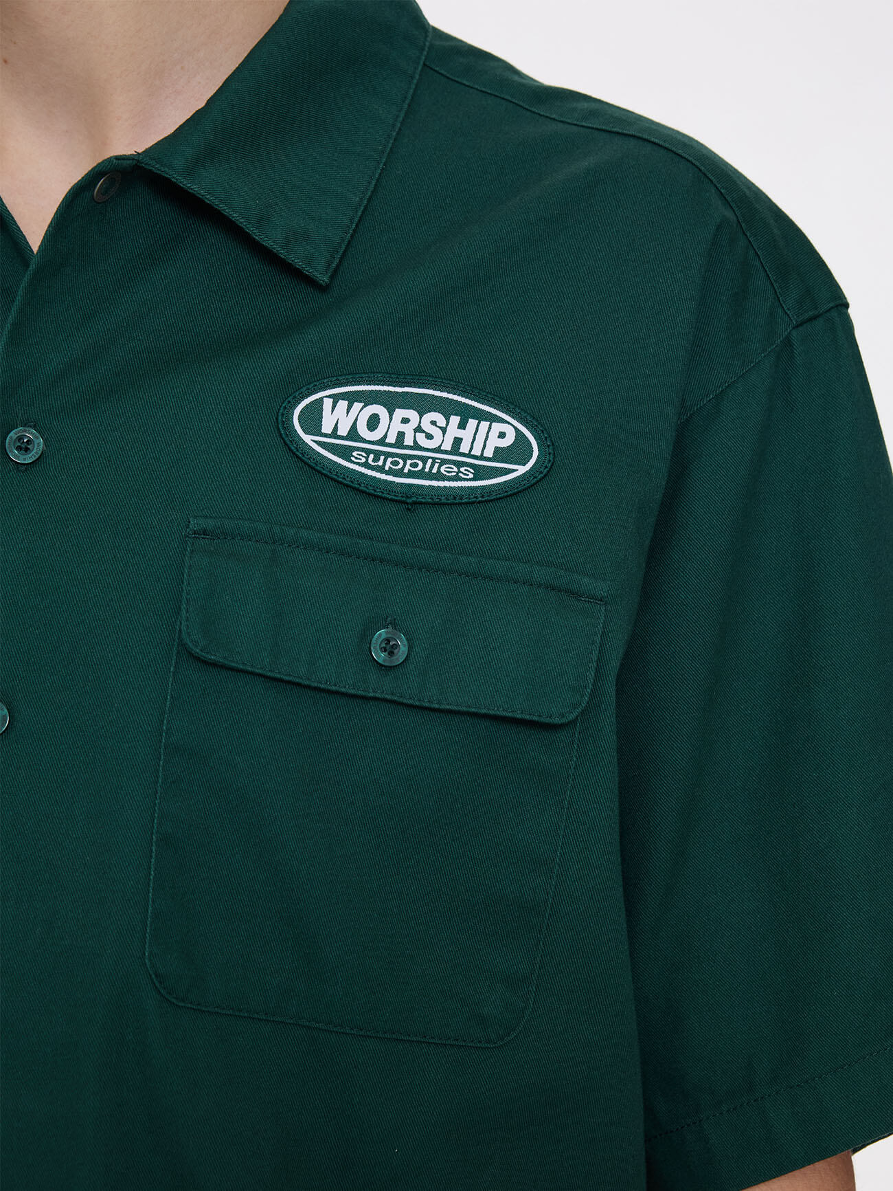 Department Short Sleeve Workshirt - Hunter Green - Image 8