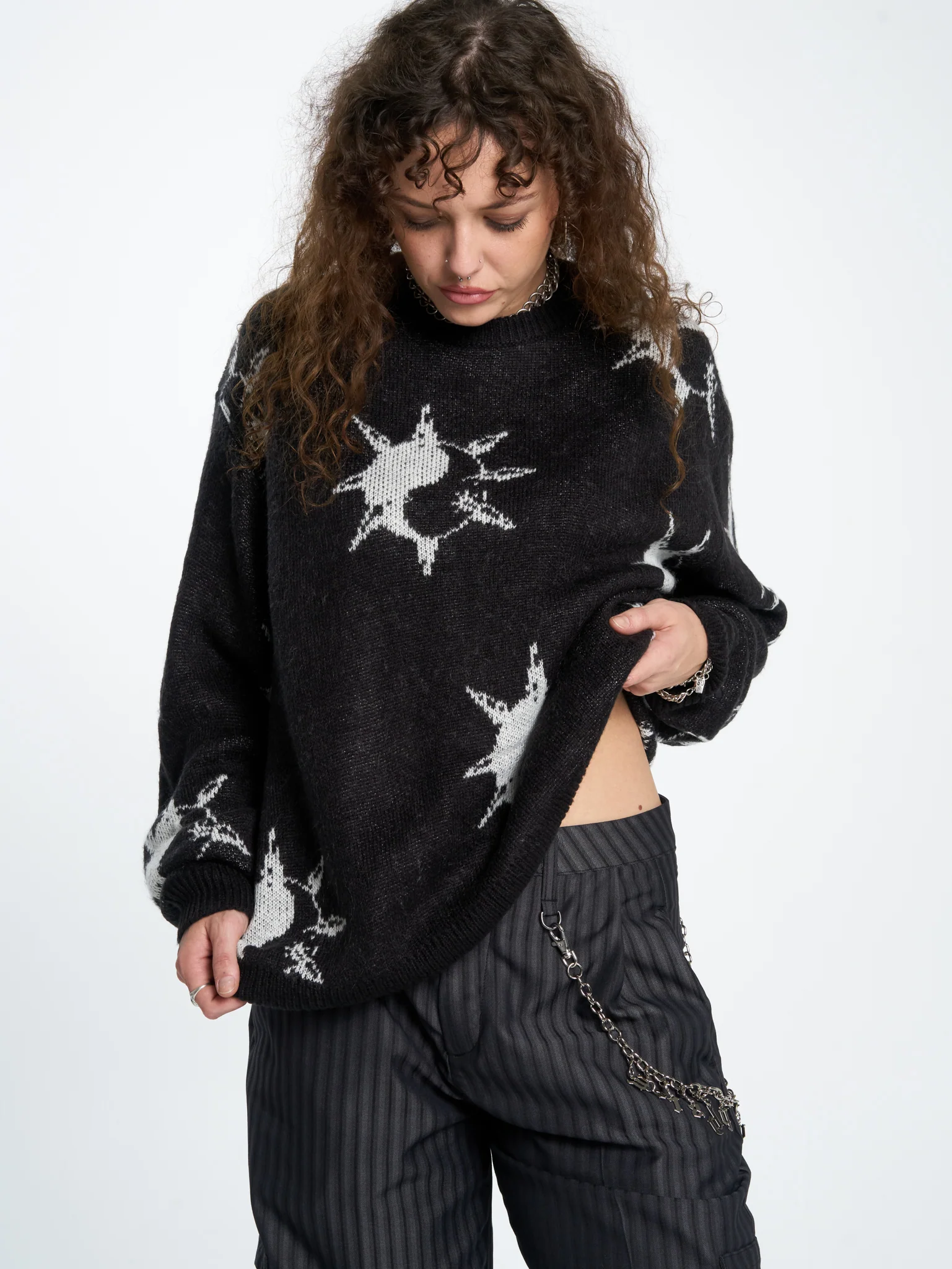 Destino Box Fit Crew Knit - Black - Image 5