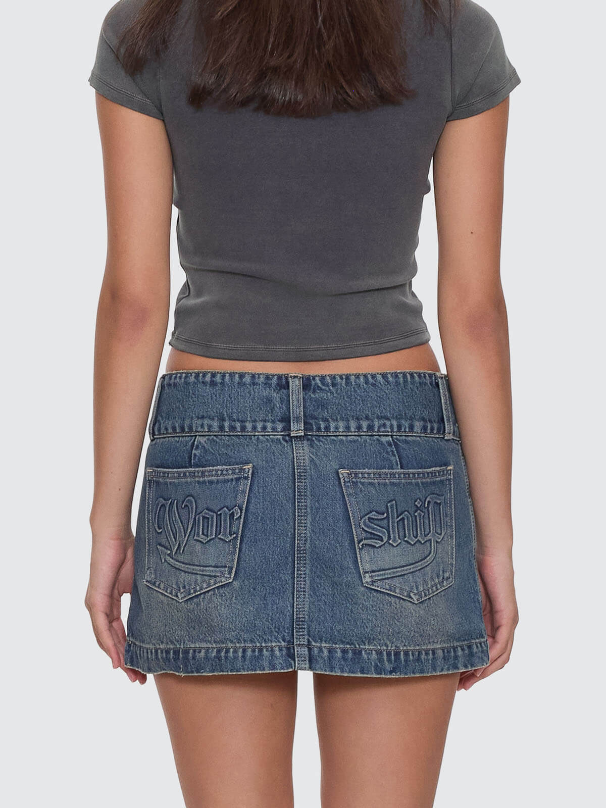 Devlish Micro Skirt - Dirty Mid Blue - Image 4
