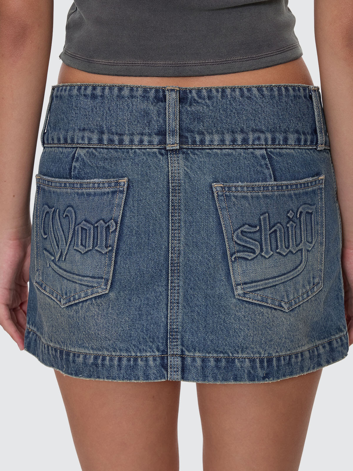 Devlish Micro Skirt - Dirty Mid Blue - Image 5