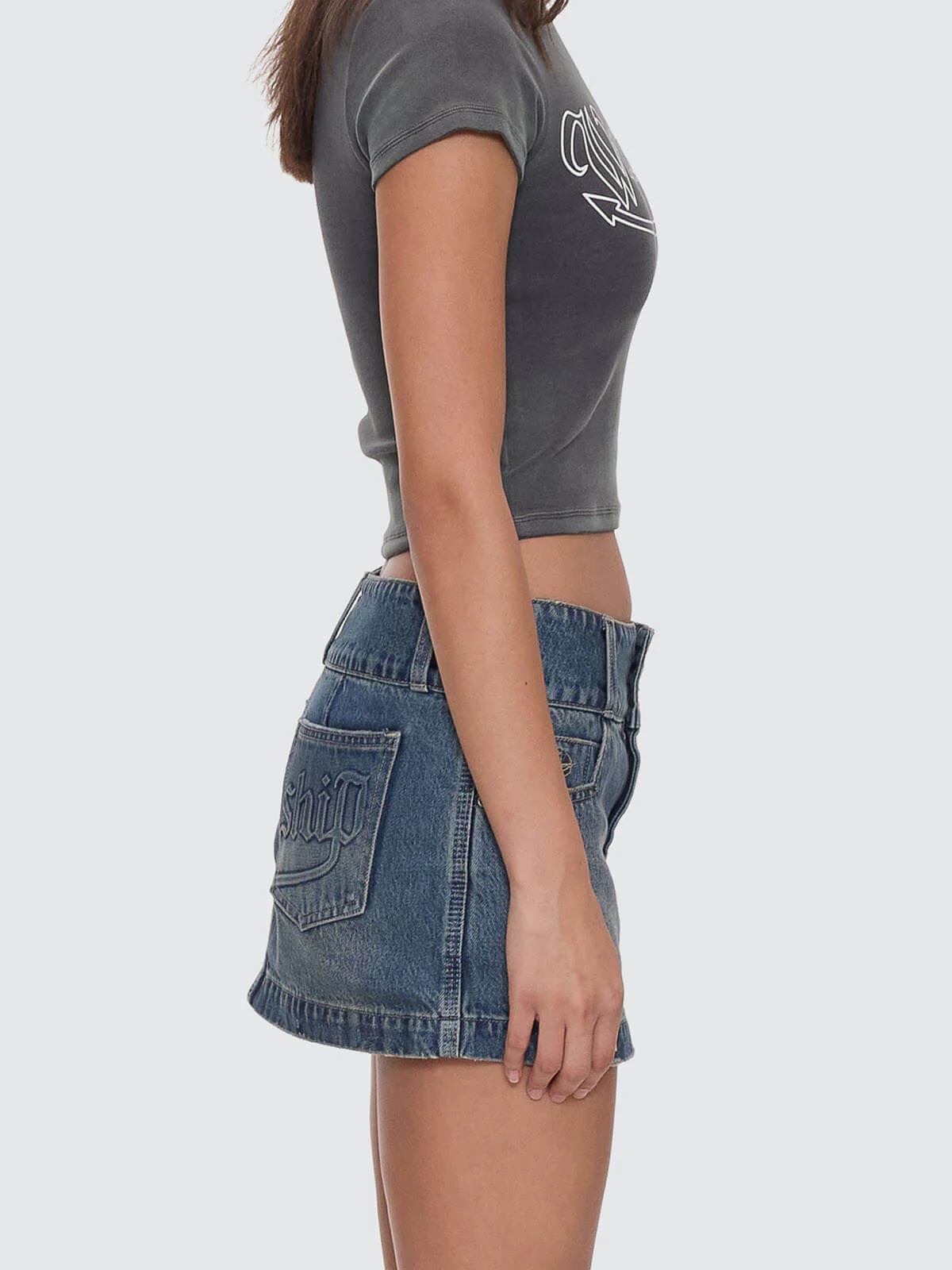 Devlish Micro Skirt - Dirty Mid Blue - Image 6