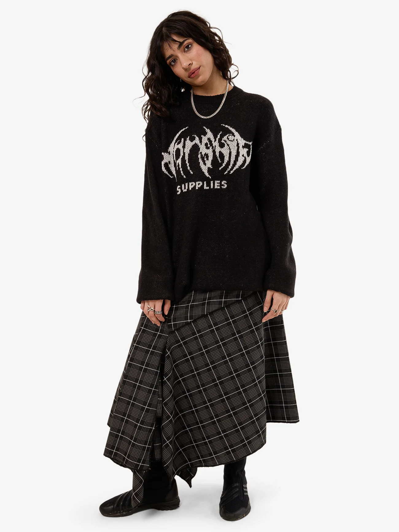 Diablo Box Fit Crew Knit - Black - Image 5