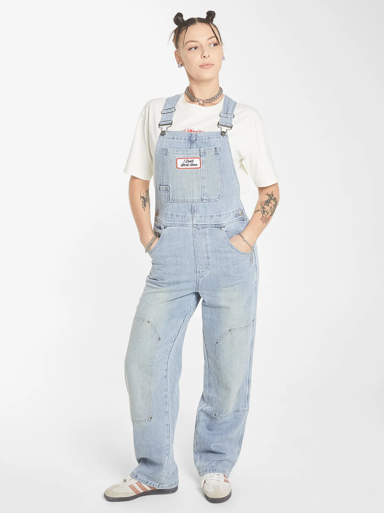 Double Knee Denim Overall - Dirty Trade Blue - Image 5