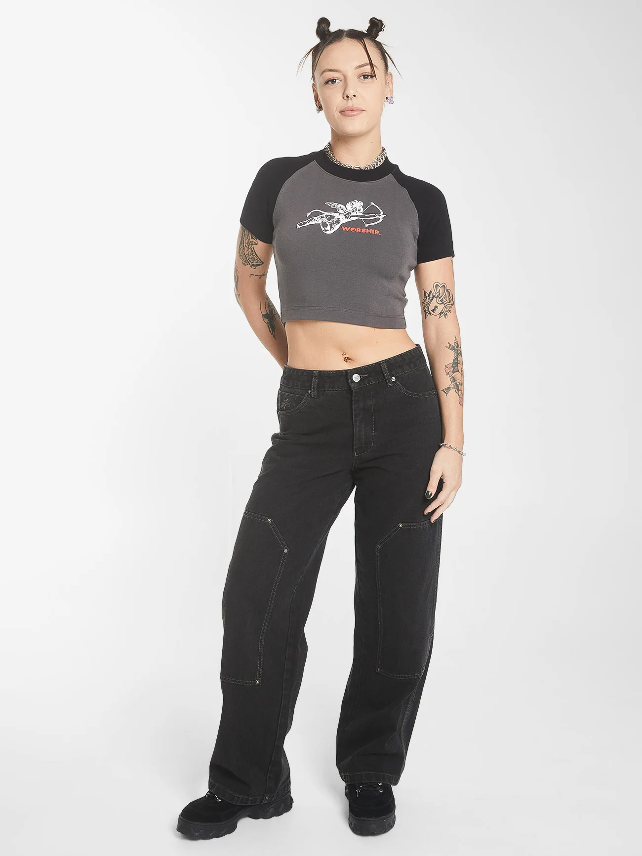 Double Knee Sloucher Jean - Broken Black - Image 5