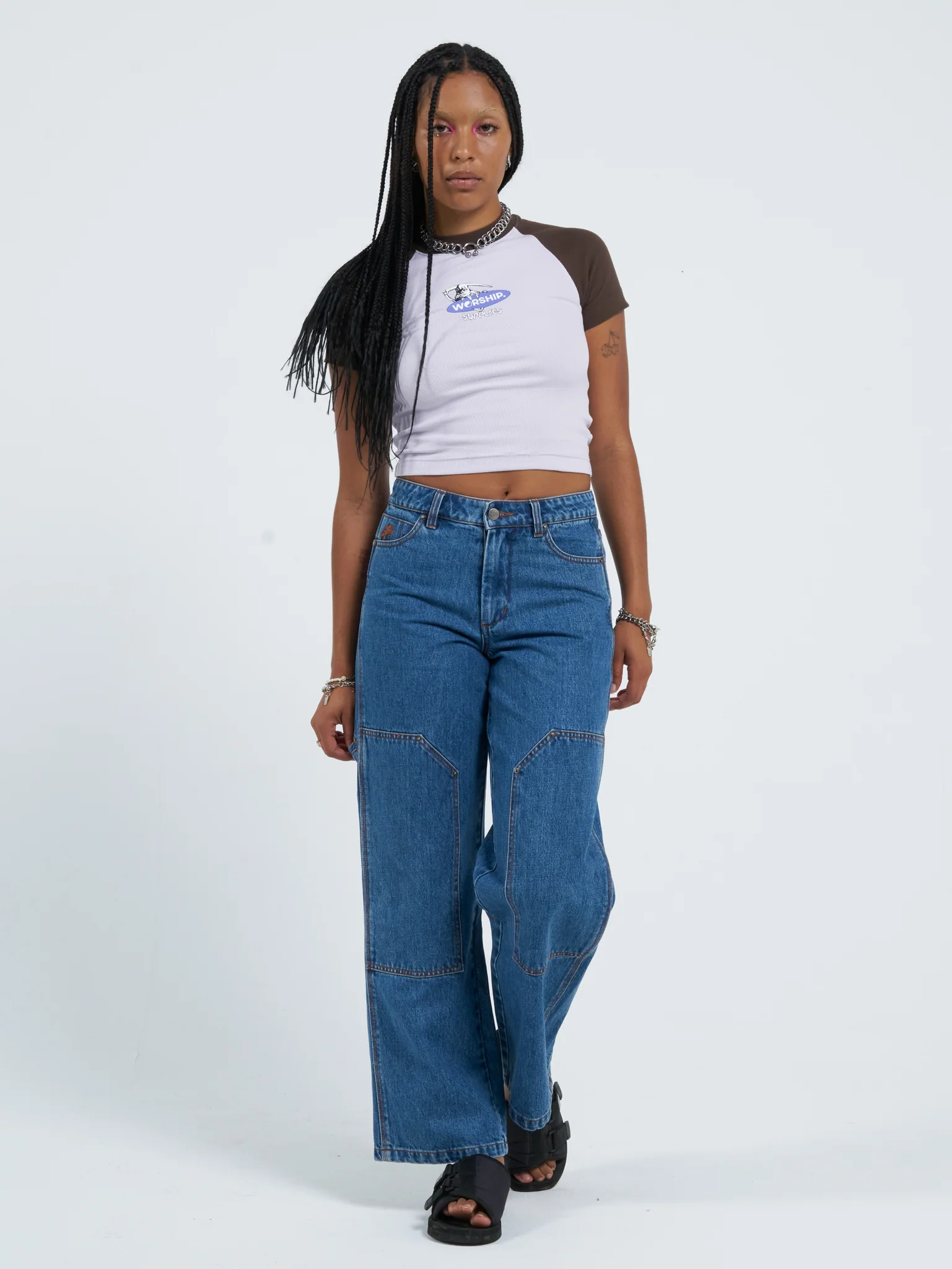 Double Knee Sloucher Jean - Classic Mid Blue - Image 6