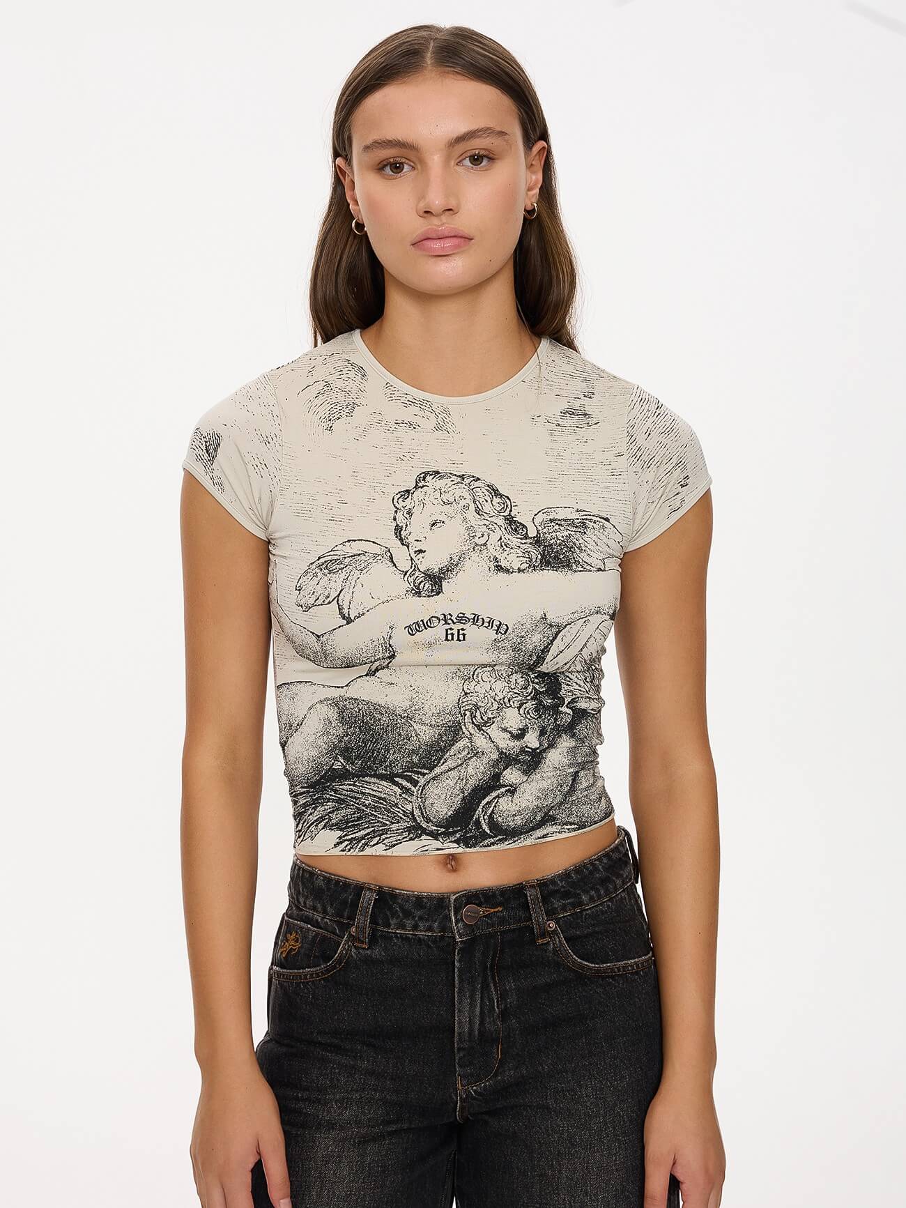 Dreamers Cap Sleeve Tee - Stone - Image 7