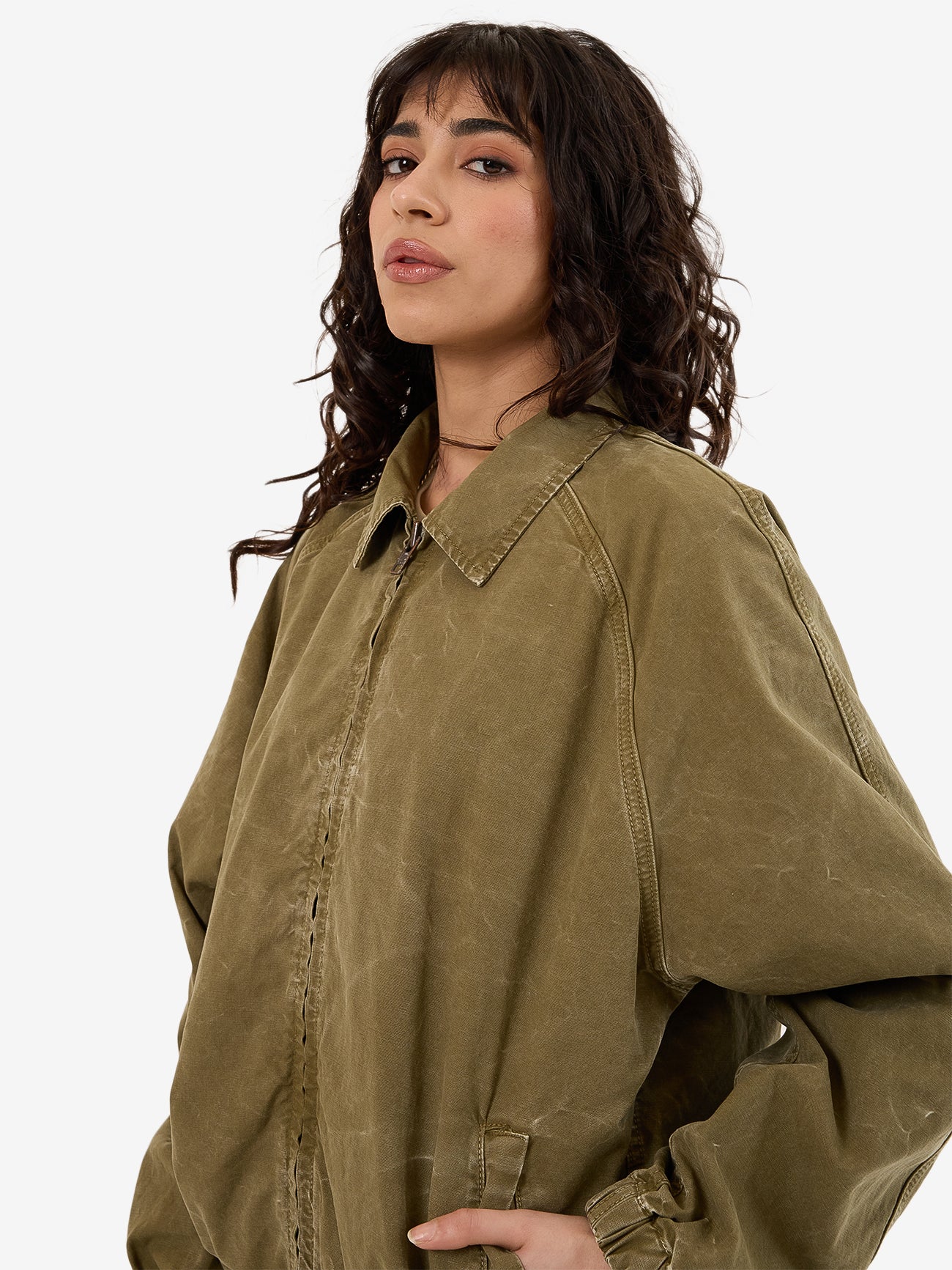 Drizzler Jacket - Khaki Oil Wash - Image 8