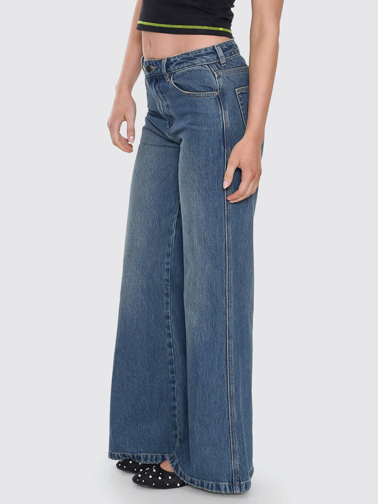 Dropkick Flare Jean - Dirty Mid Blue - Image 4