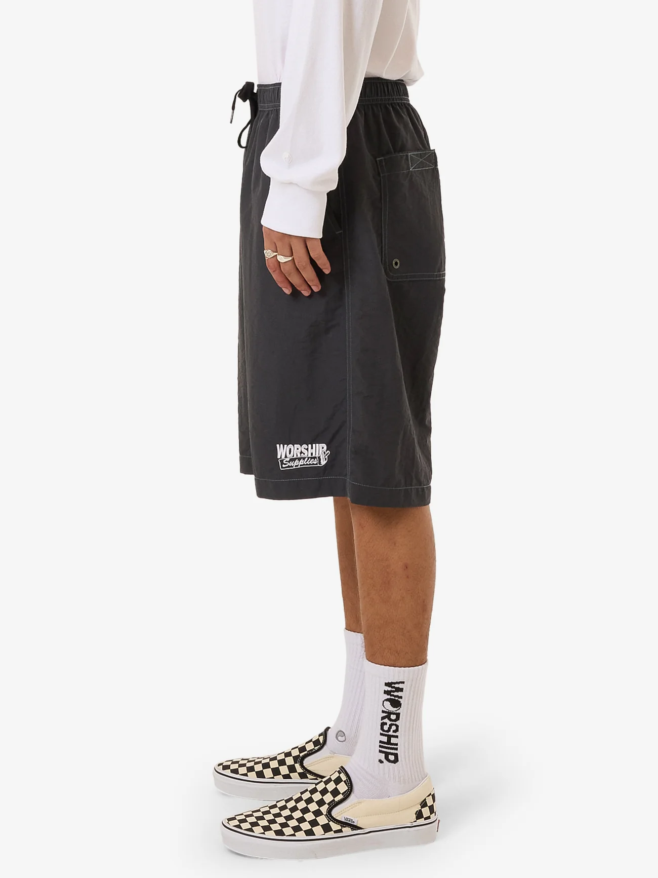 Dry Paint Baggie Nylon Short  - Worn Black - Image 3